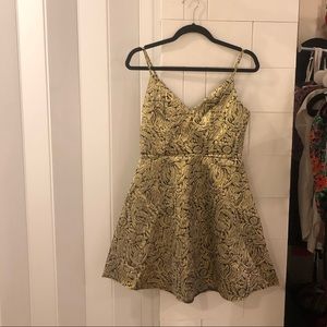 Black/Gold embroidered A-Line/Skater dress